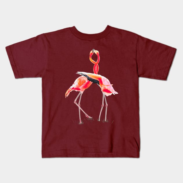 Flamingos lovers Kids T-Shirt by Mimie20